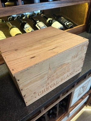 CHEVAL BLANC 2000 VINTAGE Wood Bordeaux Wine Box w/TOP ~6 Pack Size Very Rare!