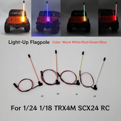 Light-Up Flagpole for 1/18 TRX4M and 1/24 SCX24 RC Crawlers Parts 4 Colors
