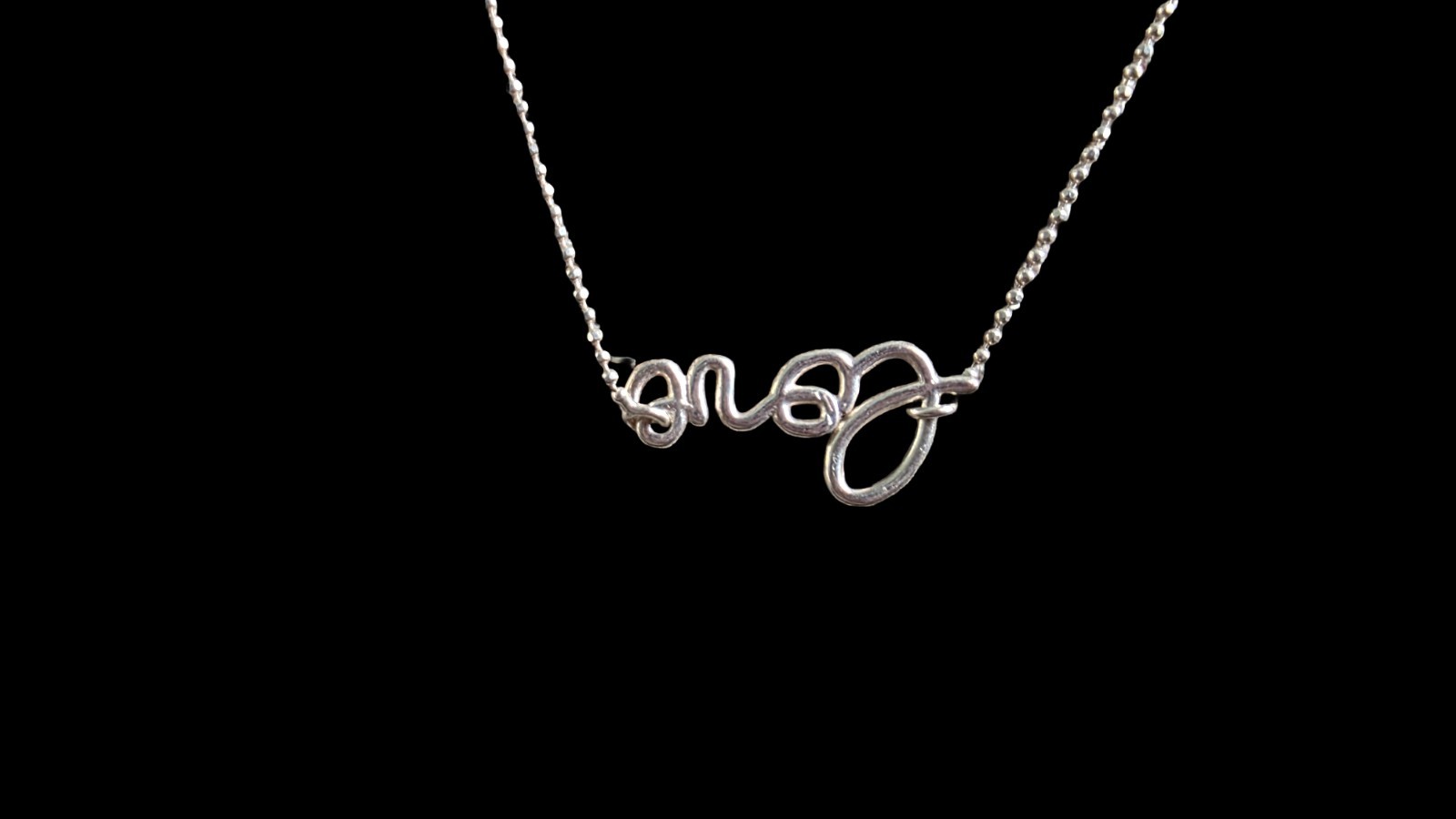 Large "LOVE" Cursive Script Sterling Silver Neckl… - image 3