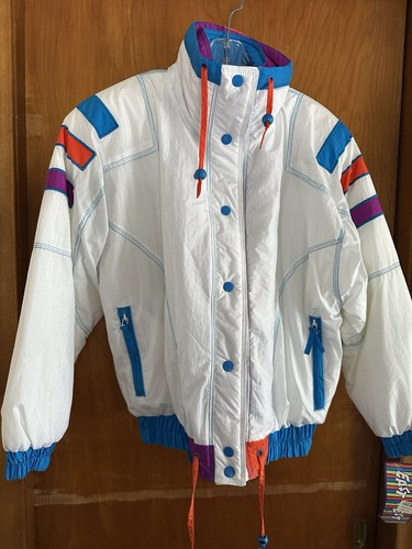 Vintage East West ZiSki Jacket Women’s M Colorblock White Teal Purple Retro