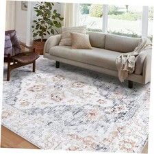 5x7 Washable Area Rug, Ultra Soft Non-Slip, Low Pile, Stain Resistant Vintage