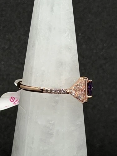 Bomb Party Ring Sz 11  "Mirrored Image" Dark Amethyst CZ on Rose Gold image 2