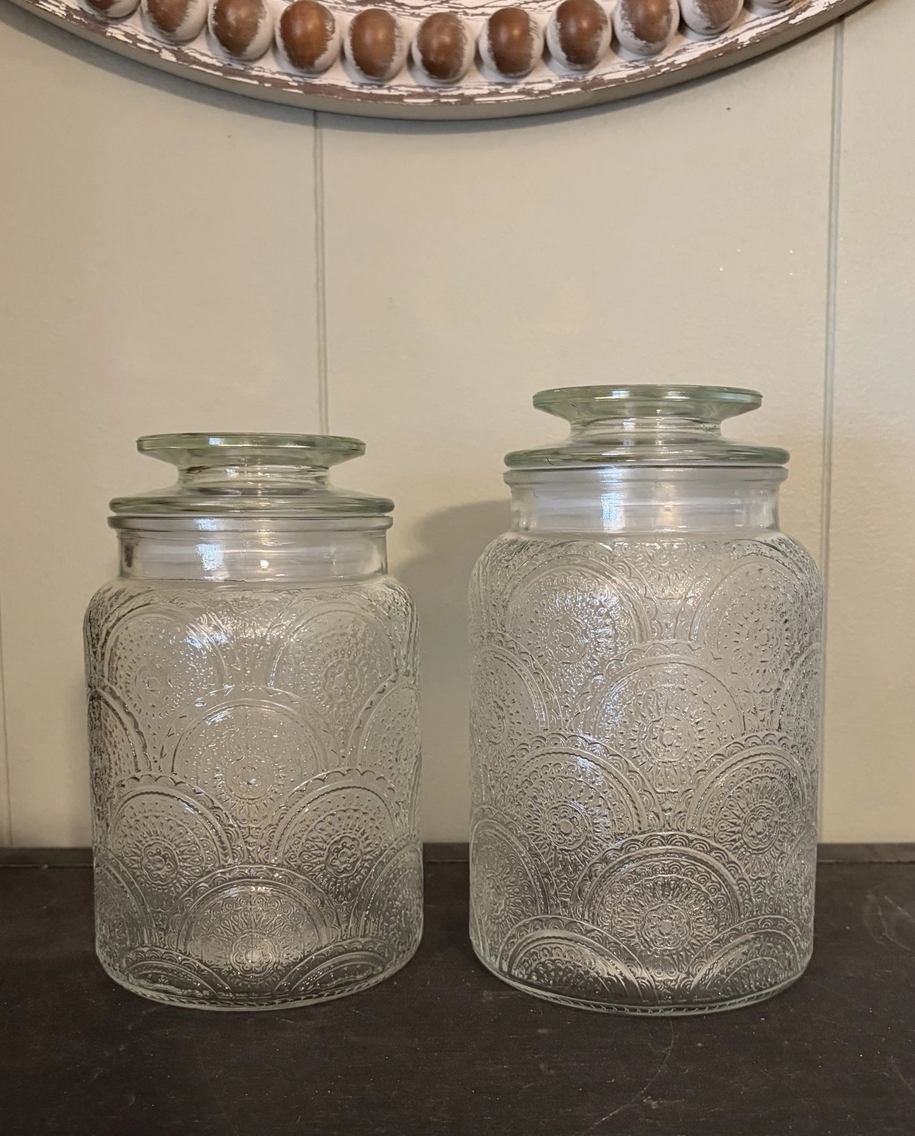 Style Setter Clear Glass Medallion Pattern Canisters - Set of 2