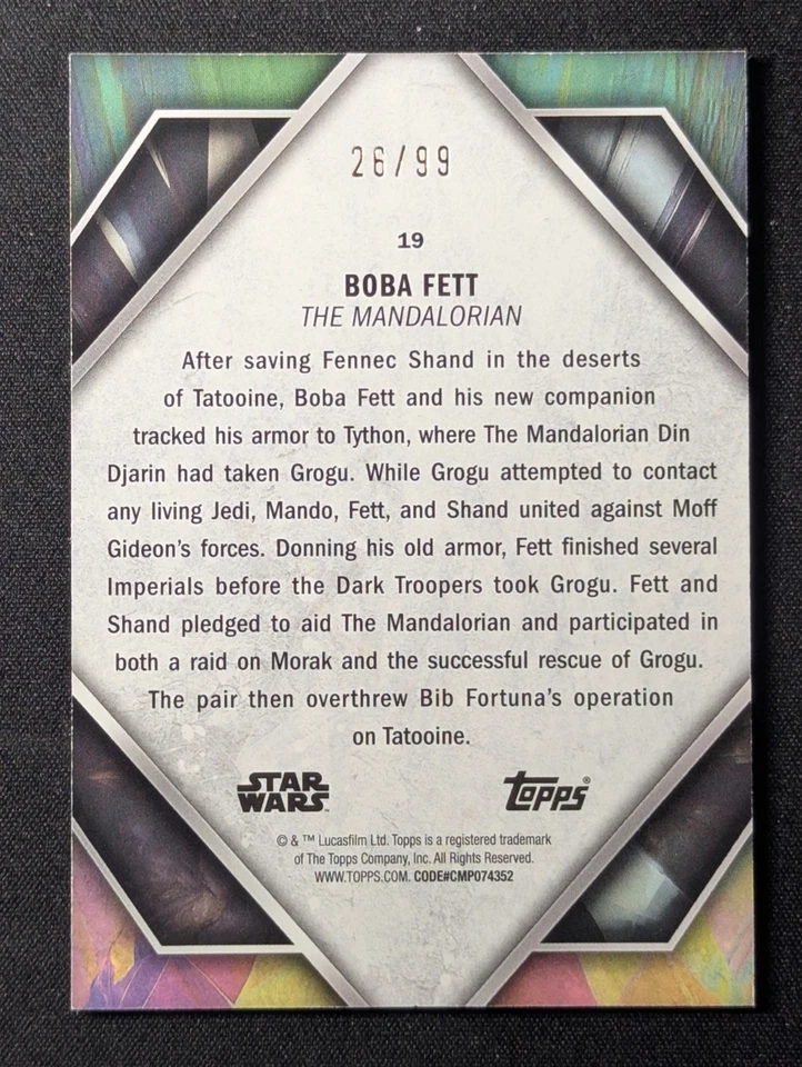 2024 Topps Star Wars Masterwork - Boba Fett #19 Green 26/99 - Image 2 of 2
