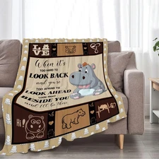 Hippo Hippopotamus Decor Throw Blanket 40x50, Plush Flannel Fleece Gift