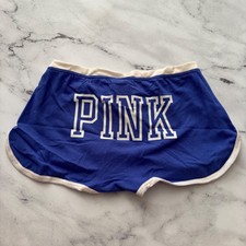 PINK Victoria's Secret Nwt Ultramarine Blue Logo Dorm Boyshort Boy Short Panty