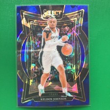 2024-25 Panini Select #58 Keldon Johnson Blue Cracked Ice Prizm