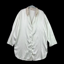 Victorias Secret Sleep Shirt M/L Cream Satin Lace Collar Gold Label Vintage Gown