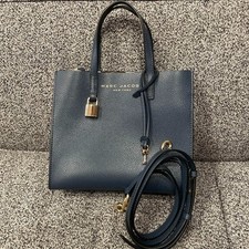 Marc Jacobs Mini Grind Leather Tote Shoulder Bag Blue NEW!