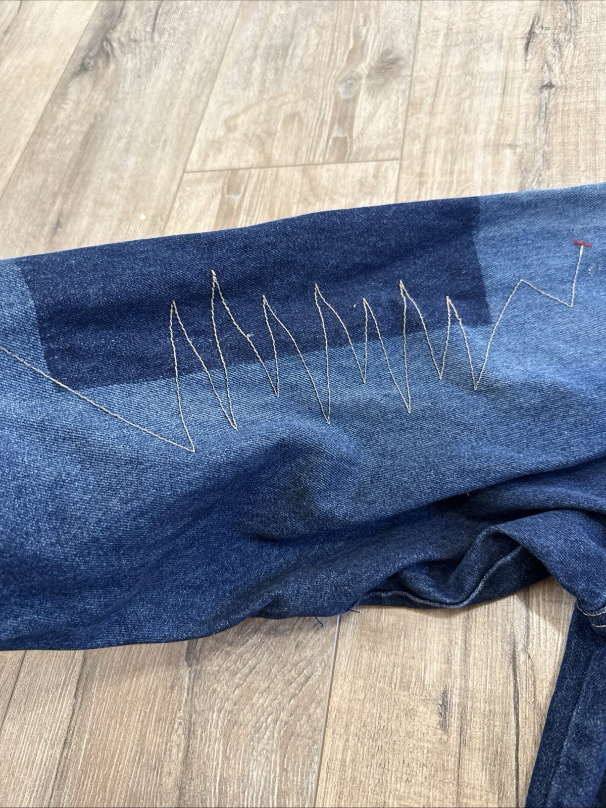 Raw Blue patchwork denim jacket with plaid accent… - image 7