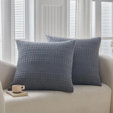 100% Cotton Waffle Weave Euro Shams Pillow Covers, 2 Pack European Pillowcase...