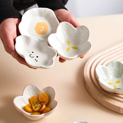 Cartoon Mini Ceramic Plate Super Cute Soy Sauce Plate Condiment Dishes Kitch _r1