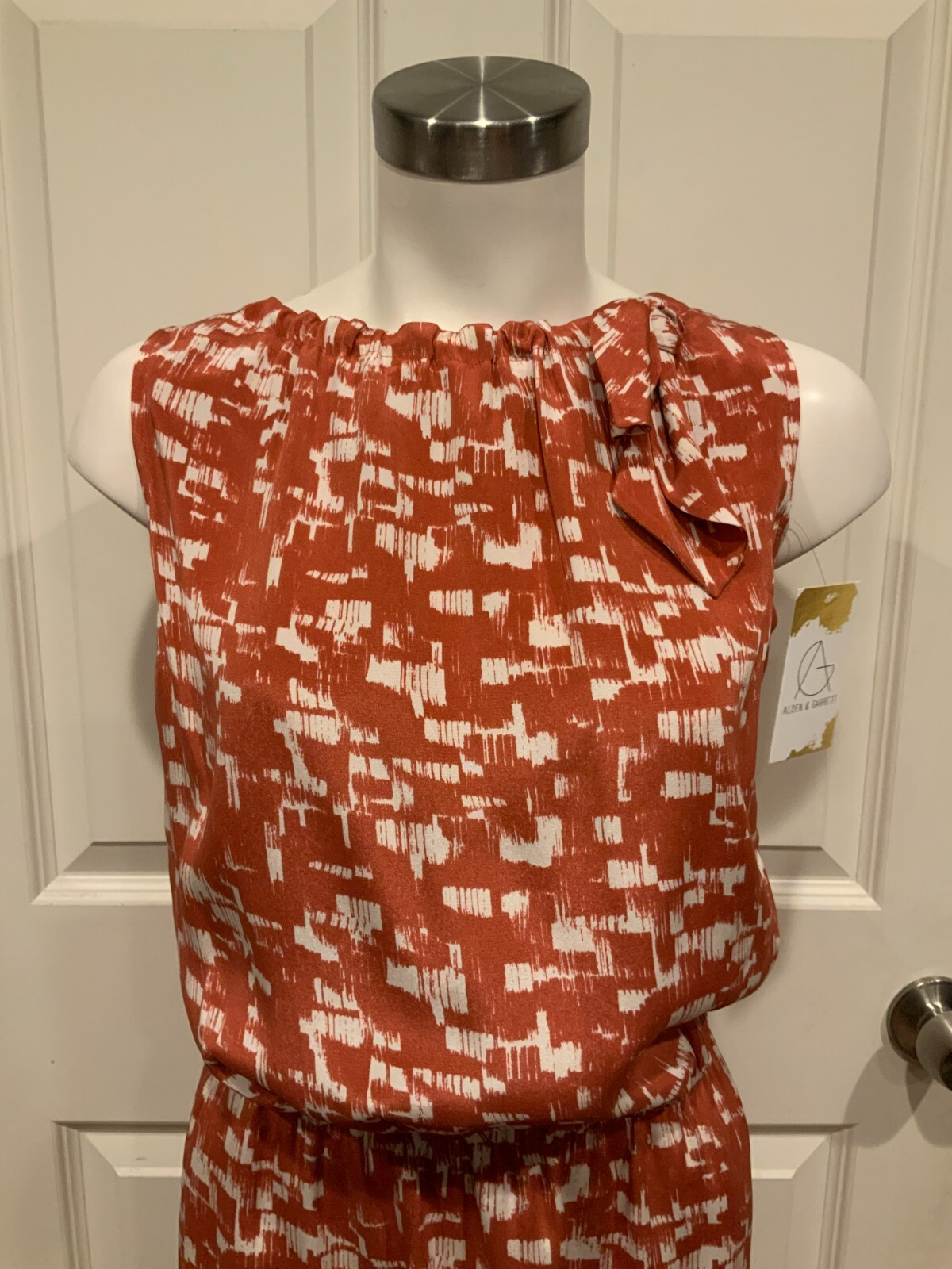 St. John Rust Red & White Patterned Sleeveless Dr… - image 2