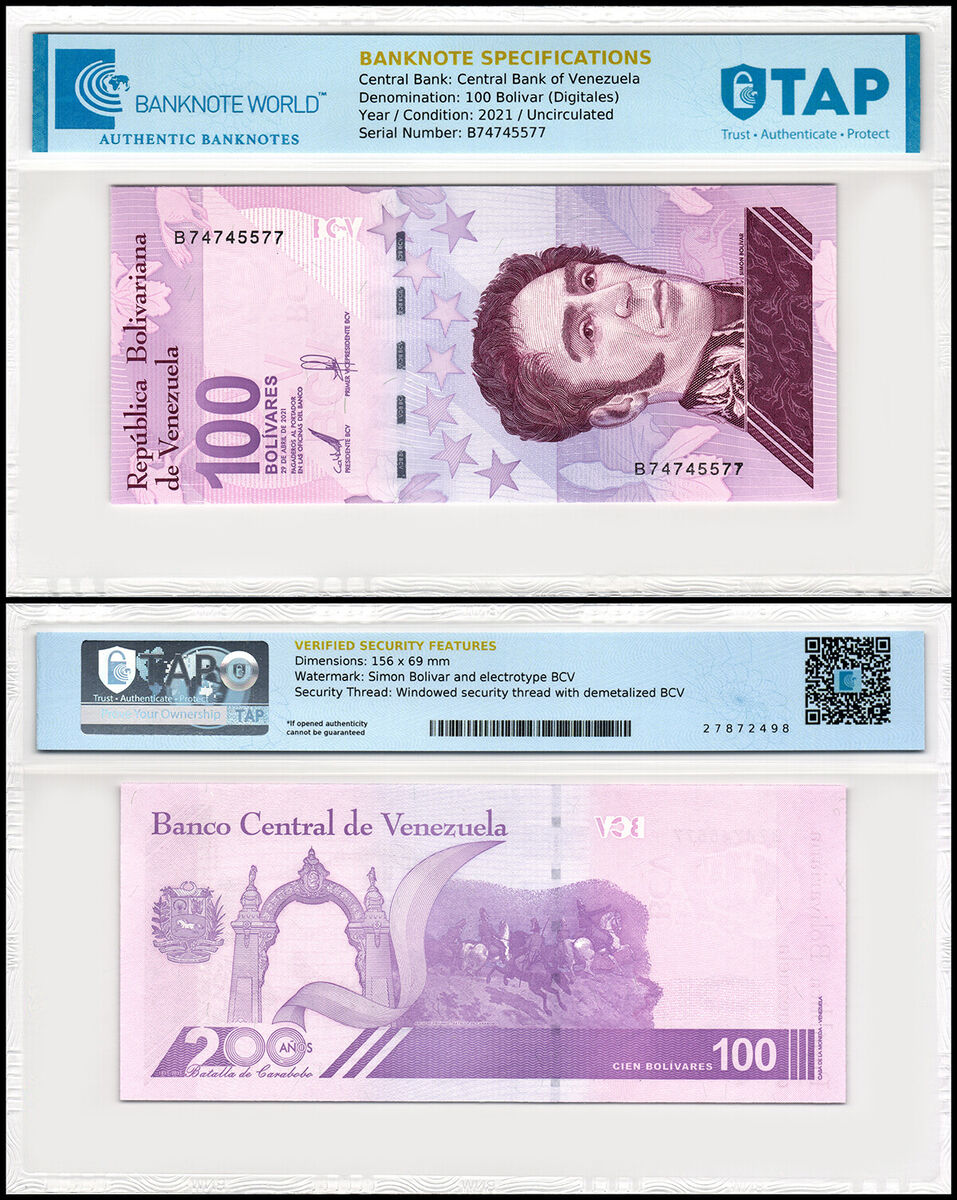 Venezuela 100 Bolivar Digital (Digitales), 2021, P-119, UNC, Authenticated Venezuela 100 Bolivar Digital (Digitales), 2021, P-119, UNC, Authenticated