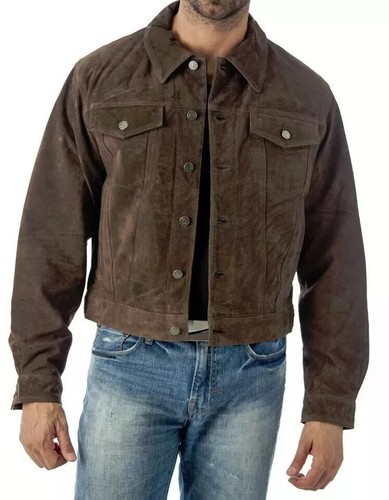 Stylish Hot Men's Genuine Biker Handmade Casual Lambskin Suede Leather Shirt - Picture 4 of 13