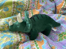Vintage Dakin Green Triceratops Dinosaur Plush Stuffed Toy 18 Excellent Conditio