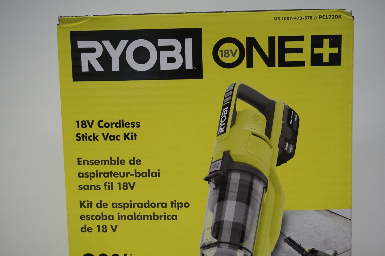 Ryobi PCL720k ONE+ 18V Stick Vacuum Cleaner Kit 4.0 Ah Battery and
