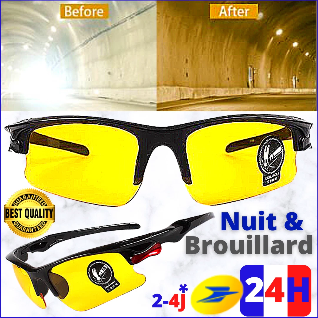 Lunettes conduite de NUIT-BROUILLARD Anti-éblouissement & Reflets  UV400+SECURITE