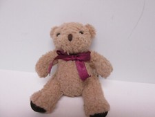 Vintage Russ Berrie Plush Teddy Bear Tan Beige Bow 4" Stuffed Animal Mini Small