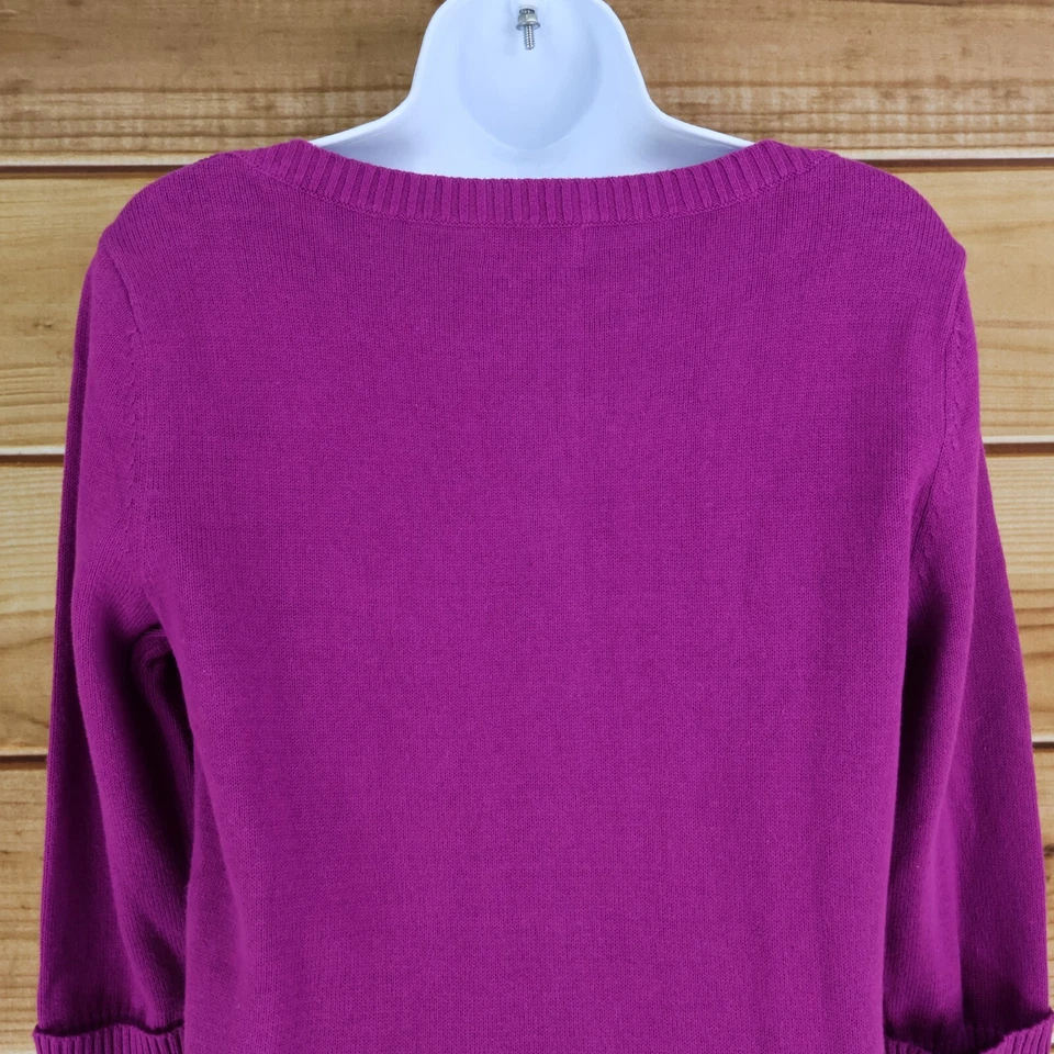 Studio Works Sweater Womens Size S Purple 100% Cotton 3/4 Sleeves Cuffed Stretch - Image 4 of 4