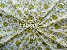 5 Yard Indian  Floral Print Fabric, Soft Cotton Textile for DIY Crafts