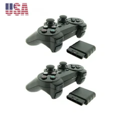 2 Pack For Sony PS2 2.4G Wireless Twin Shock Game Controller Joystick Joypad