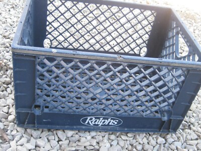Vintage Milk Crate Ralphs Blue Plastic Large Milk Crate ONLY ?? | eBay