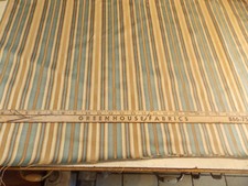 1 Yard of Blue Beige Cream Stripe Upholstery Fabric R297