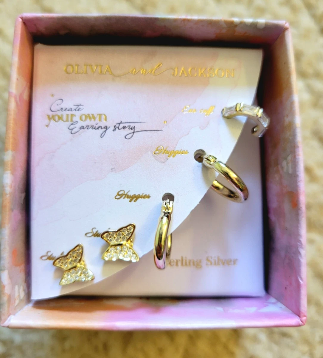 Olivia and Jackson 5 Pc Create Earring Story Set Gold Colored