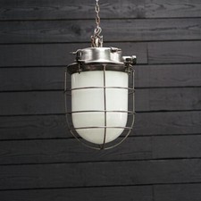 Vintage Marine Chandelier Authentic Ship Ceiling Light Milky Glass Fixture