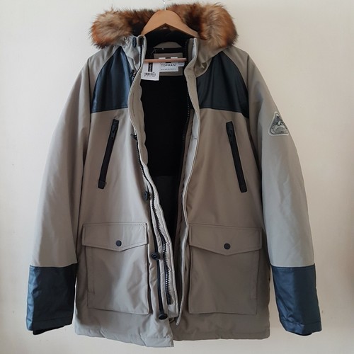Topman Men Brown Padded Jacket Fur 