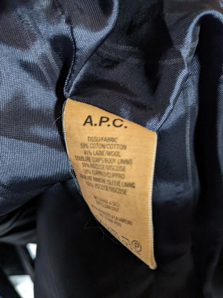 APC Durable Wool Dark Blue 3 Button Blazer Jacket Small - Image 4 of 4