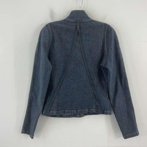 Jordache Vintage Denim Zip-Up Removable Sleeves Jacket Cotton Blend Women Size L - Picture 2 of 6