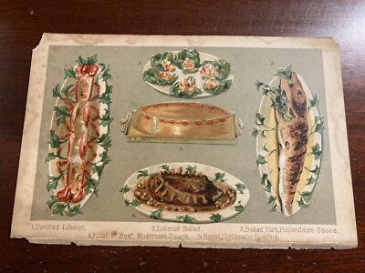 Devilled Lobster Salad Baked Fish Fillet of Beef Pudding Art Page Removed Book
