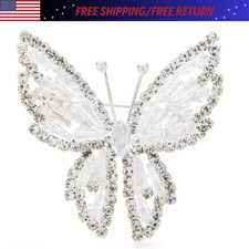 Sparkling White Butterfly Brooch Animal Insect Pin   Gift for Women Jewelry USA