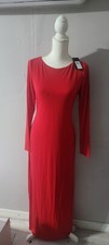 GUESS LOS ANGELES Red WOMEN LONG DRESS Size LARGE poliéster & 5%spandex