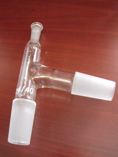 CONNETTORE ADATTATORE PYREX TUBO 75° 2 VIE 24/40 & 10/30 PORTA TERMOMETRO 8980-24 - Foto 3 di 4