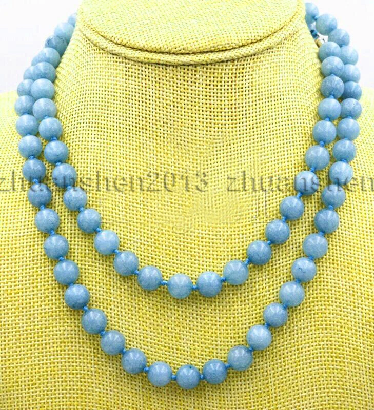 25" 36" 50" 6/8/10/ 12mm Apatite/Topaz/Agate/Jade/ Gems Round Beads Necklace AAA - Image 3 of 4