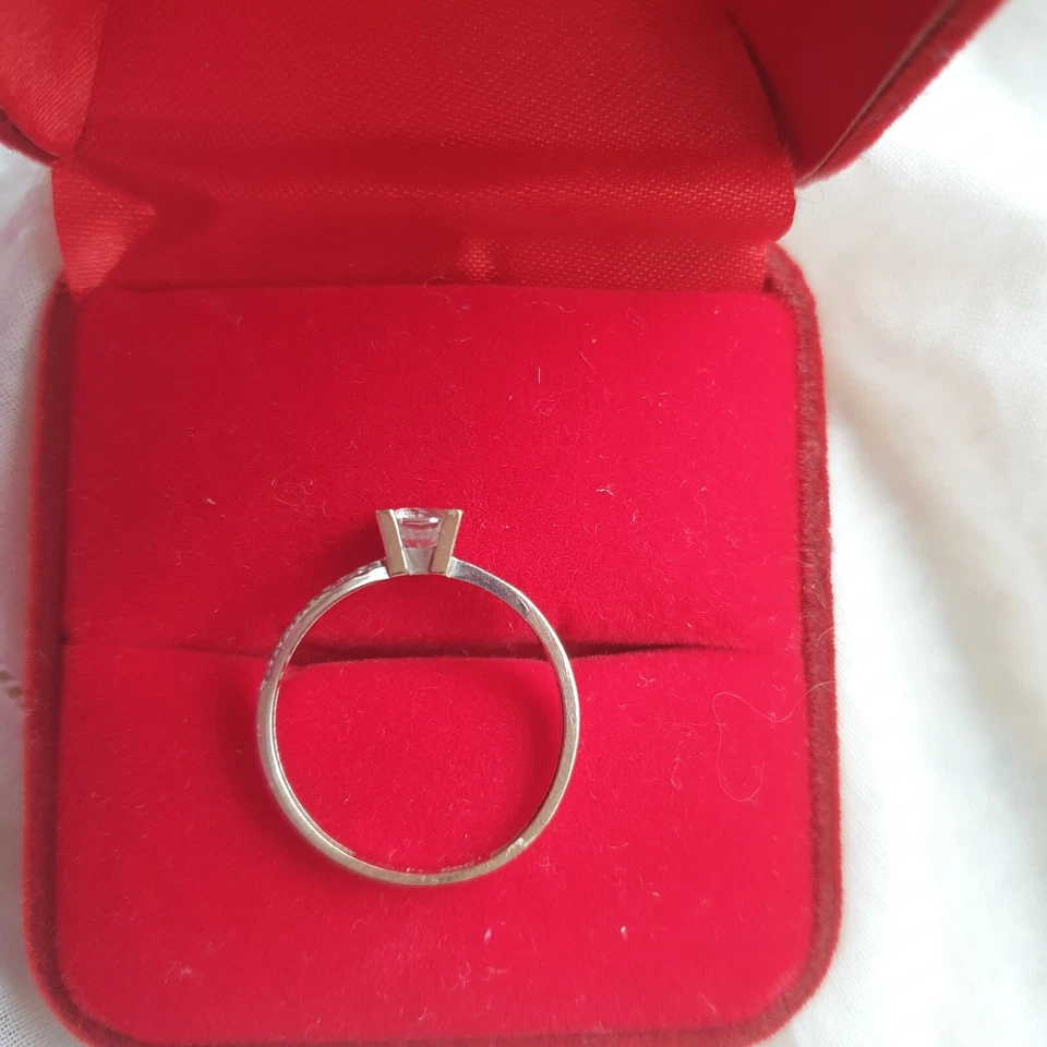 Verlobungsring Weißgold 585 gestempelt mit klarem Stein Gr.53 - Bild 4 von 4