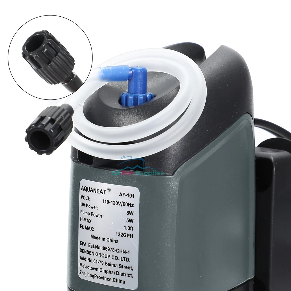 AQUANEAT Aquarium 5W UV Sterilizer Submersible Pump Filter for 40 Gal Fish Tank - Image 2 of 4