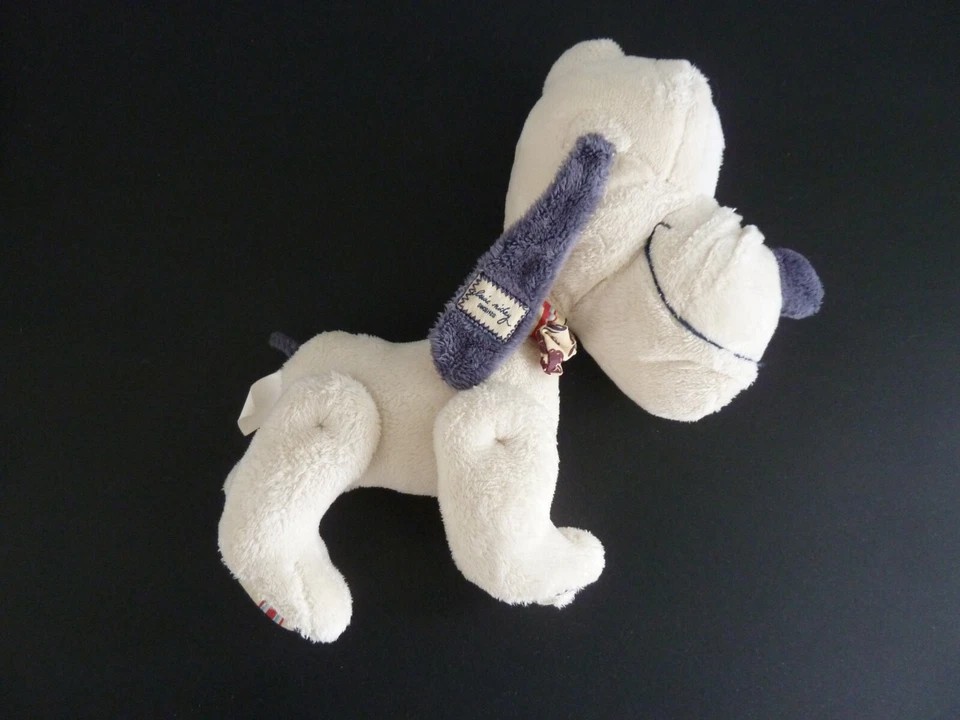 *. DOUDOU PELUCHE DISNEY NICOTOY PLUTO CHIEN PATTES ARTICULEES BLANC BLEU TBE - Photo 3/4