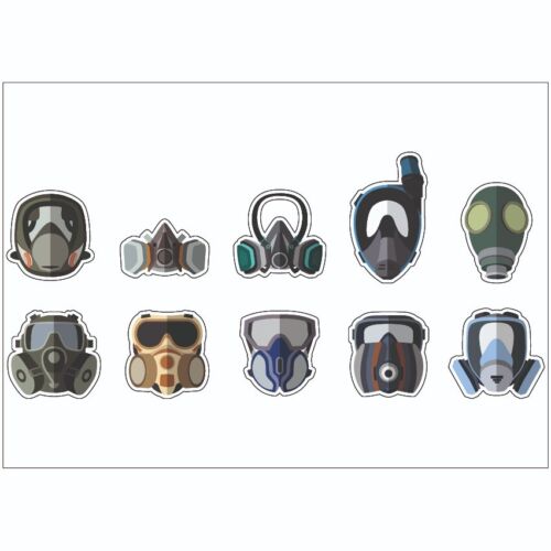 Multiple Gasmask2 Sticker Sheet Decal Mask Wall Self Adhesive Vinyl A4 PS0302 - Picture 1 of 1