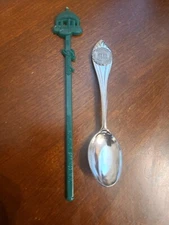 Greenbrier Resort Hotel Souvenir Spoon White Sulphur Springs WV & Bar Swizzle 