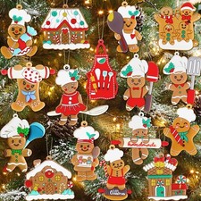 16Pcs Gingerbread Man Ornaments for Christmas Tree, Assorted Plastic Kitchen ...