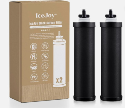 2 Pack IceJoy Black CarbonFilter Natural Coconut Activate Carbon Block Berkey
