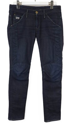 G-STAR Elva Tapered Jeans Damen W30/L32 Blau Indigo Reißverschluss Stretch Logo