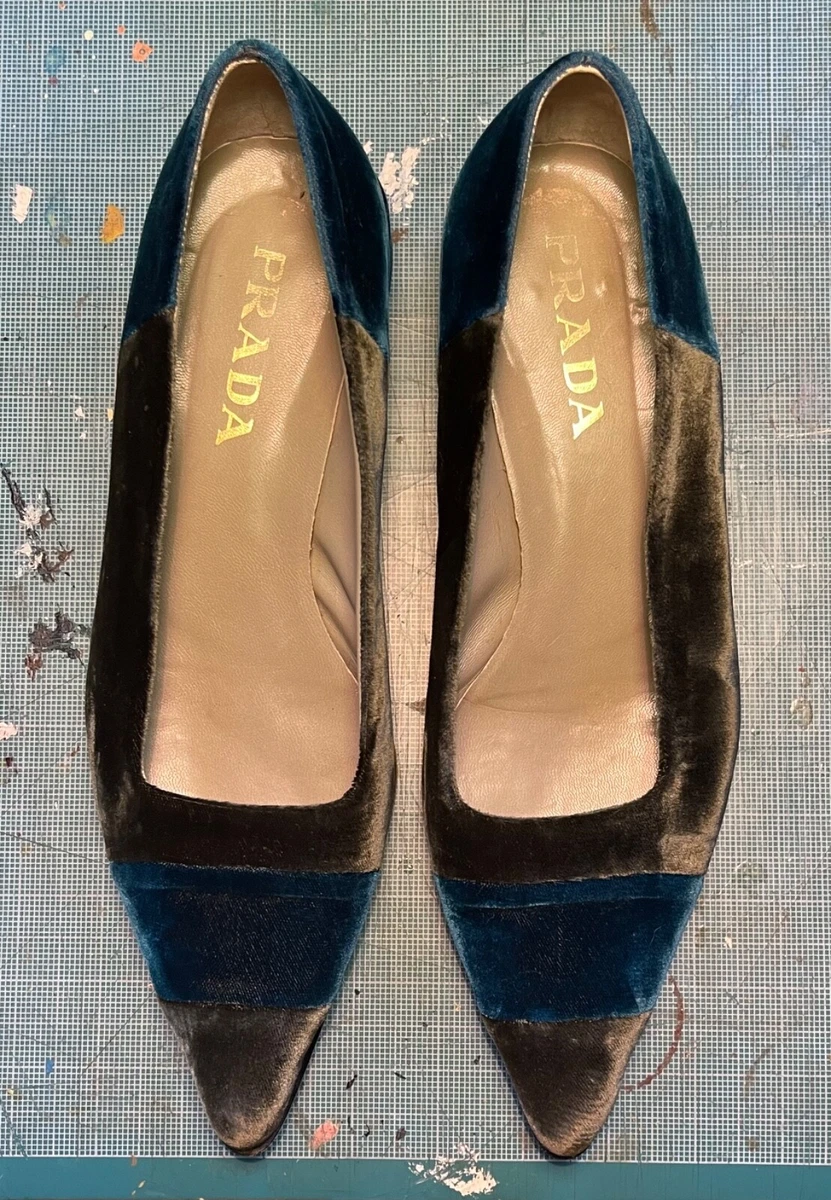 Vintage Prada velvet flat shoes sz 40 eBay