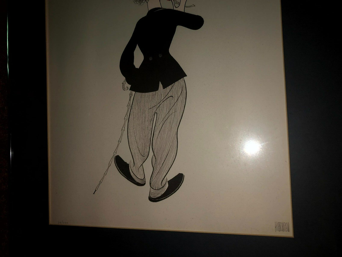 Hirschfeld Very Rare Original Signed Etching Chaplin Little Tramp