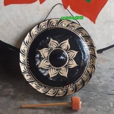 Gong Metal Ancient Thai Musical Instrument Wooden Beater Loud Resonant 12 inches