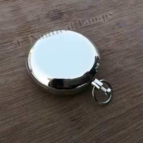 PUSH SOLID BRASS 2 Inch SILVER SOLID COMPASS POCKET STYLE COMPASS HANDMADE GIFT